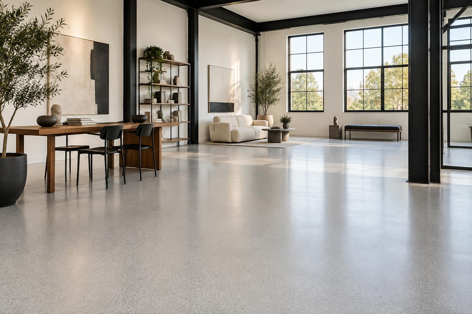 Light flake floor in a modern interior